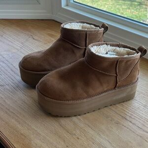 UGG Chestnut Suede Shearling Slip-On Booties